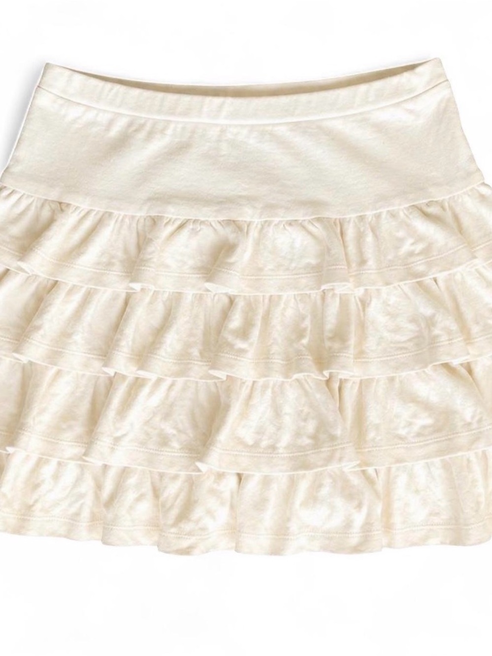 MILK Cream Ruffle Tiered Mini Skirt